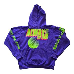 Always On Tour AOT LO-FI Anniversary Hoodie Men’s 2XL Purple Neon Green Graphic